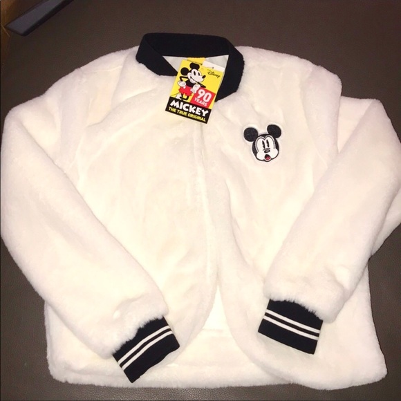 NWT DISNEY Faux Fur Mickey Mouse 90 Years Jacket - Picture 2 of 9